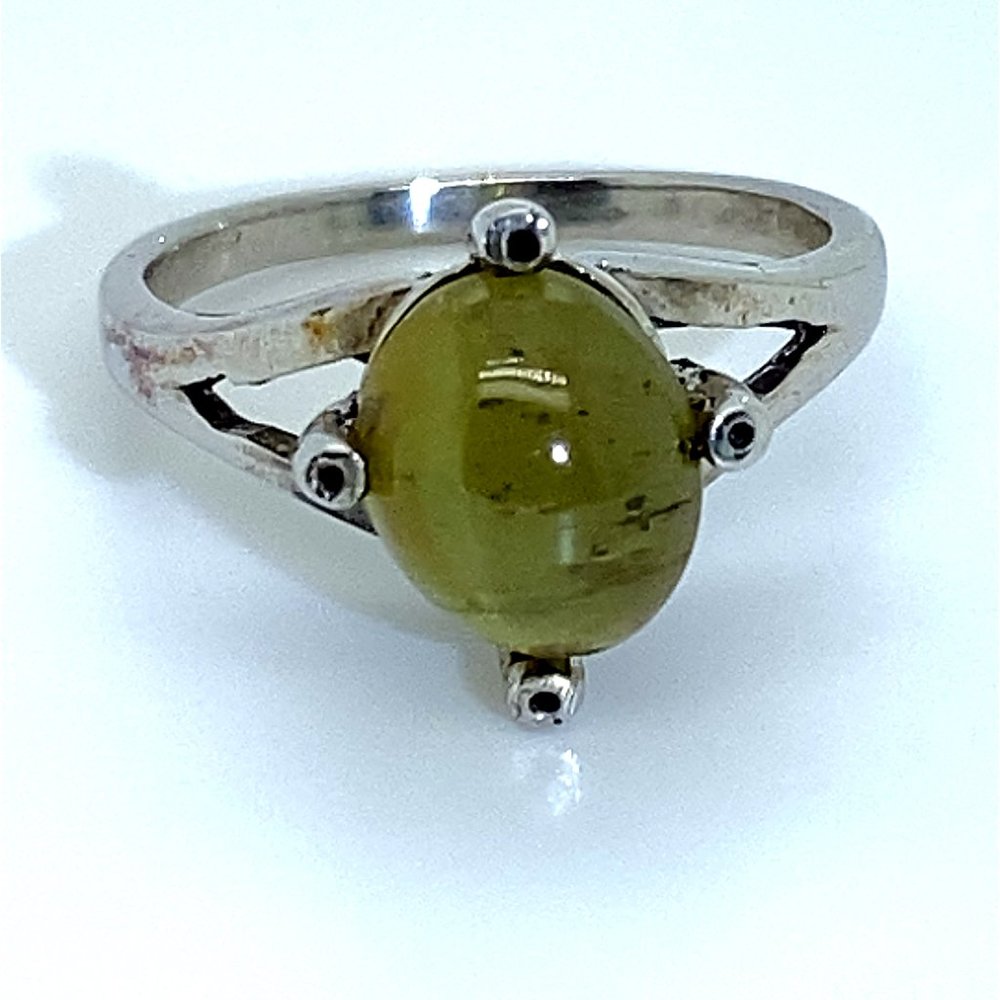 Cats Eye Apatite 2.80ct Solid 925 Silver Ring